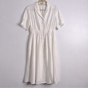 HeyDress White Button Front Retro Inspired Short Sleeve White Dress Size Medium